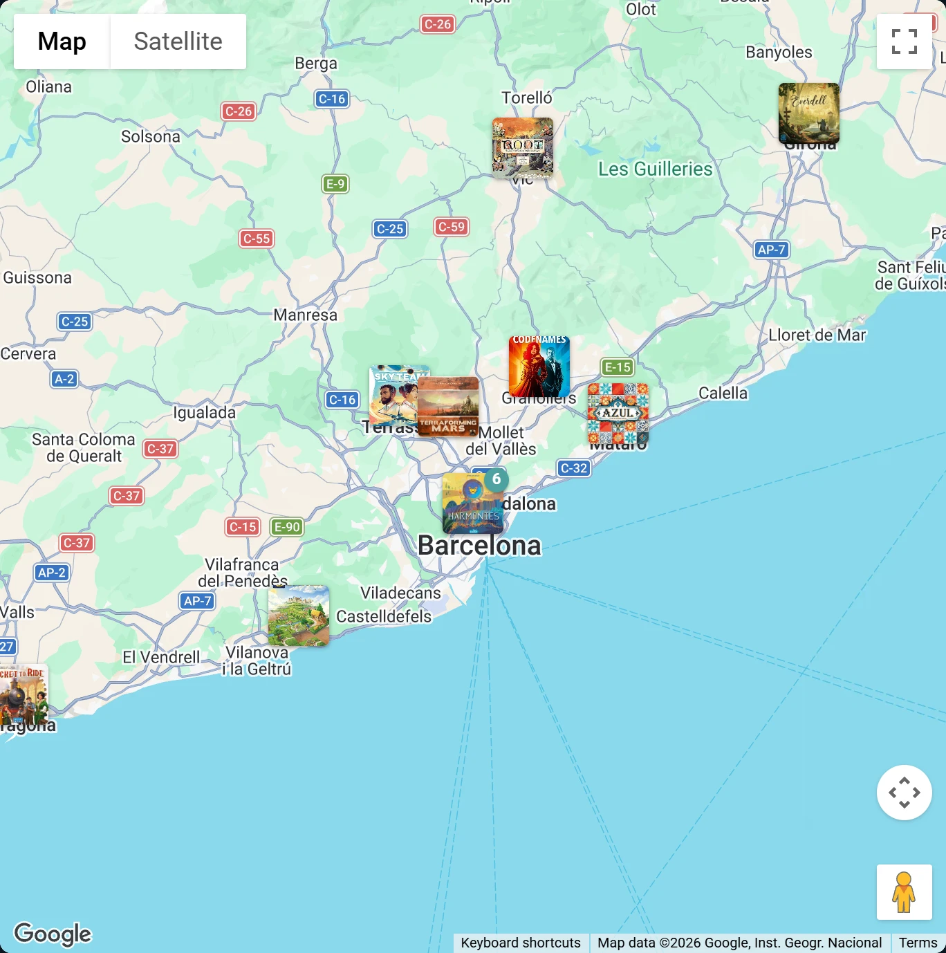 O mapa de eventos, com noites de jogos e festivais marcados por toda a região